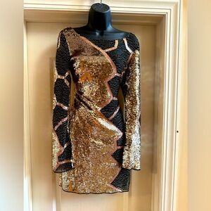 BRAND NEW- BEAUTIFUL BLACK & GOLD SEQUINED PARTY /PROM/DATE NIGHT DRESS.